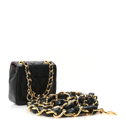Chanel Lambskin Quilted Micro Flap Bag Charm Keychain Black 3 of 11
