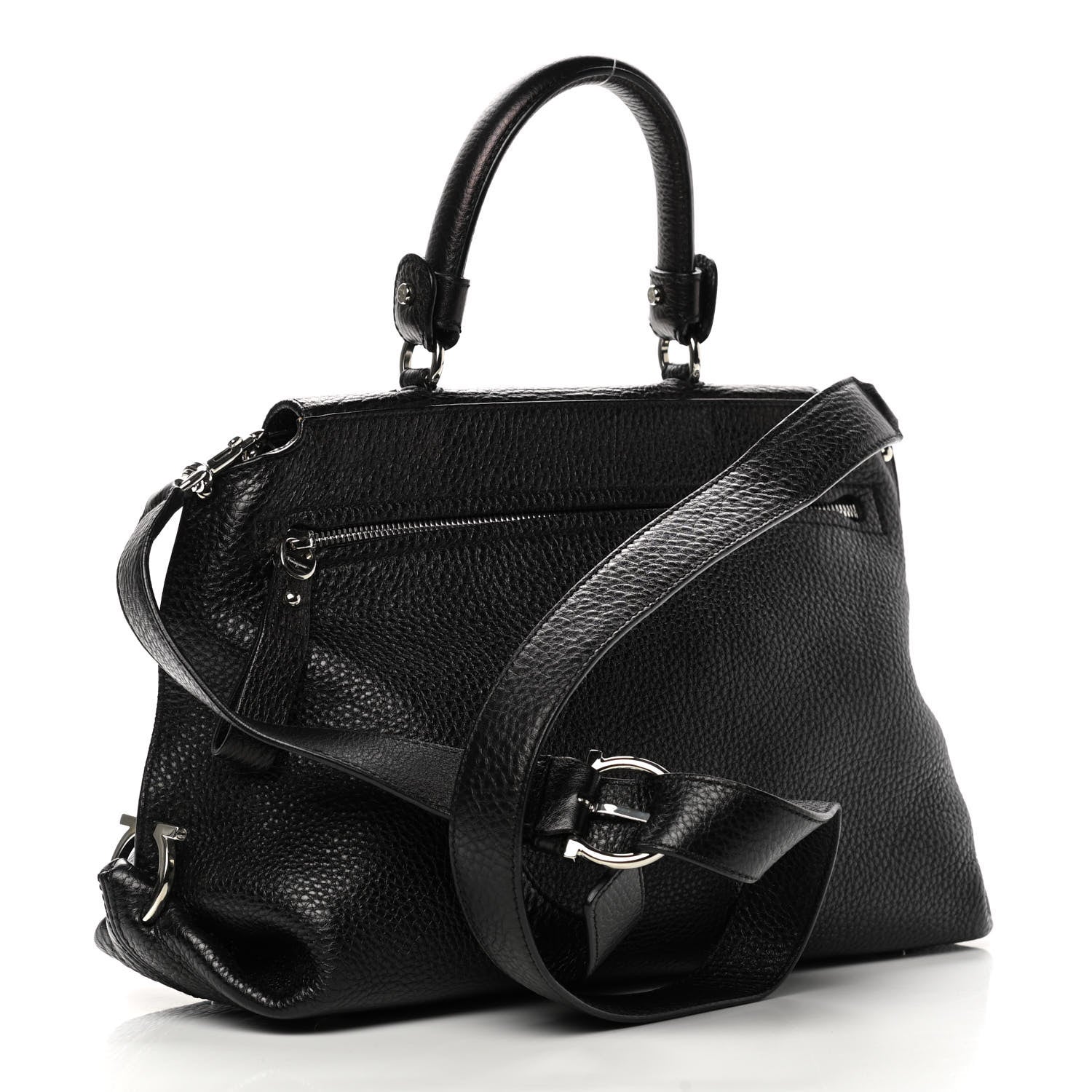 Salvatore Ferragamo Grained Calfskin Sofia Satchel Black 3 of 12