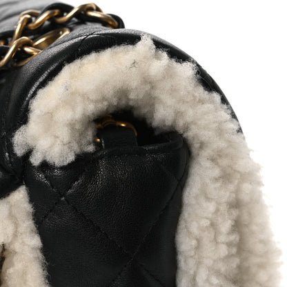 Chanel Lambskin Shearling Large CC Flap Bag Black White 11 of 12
