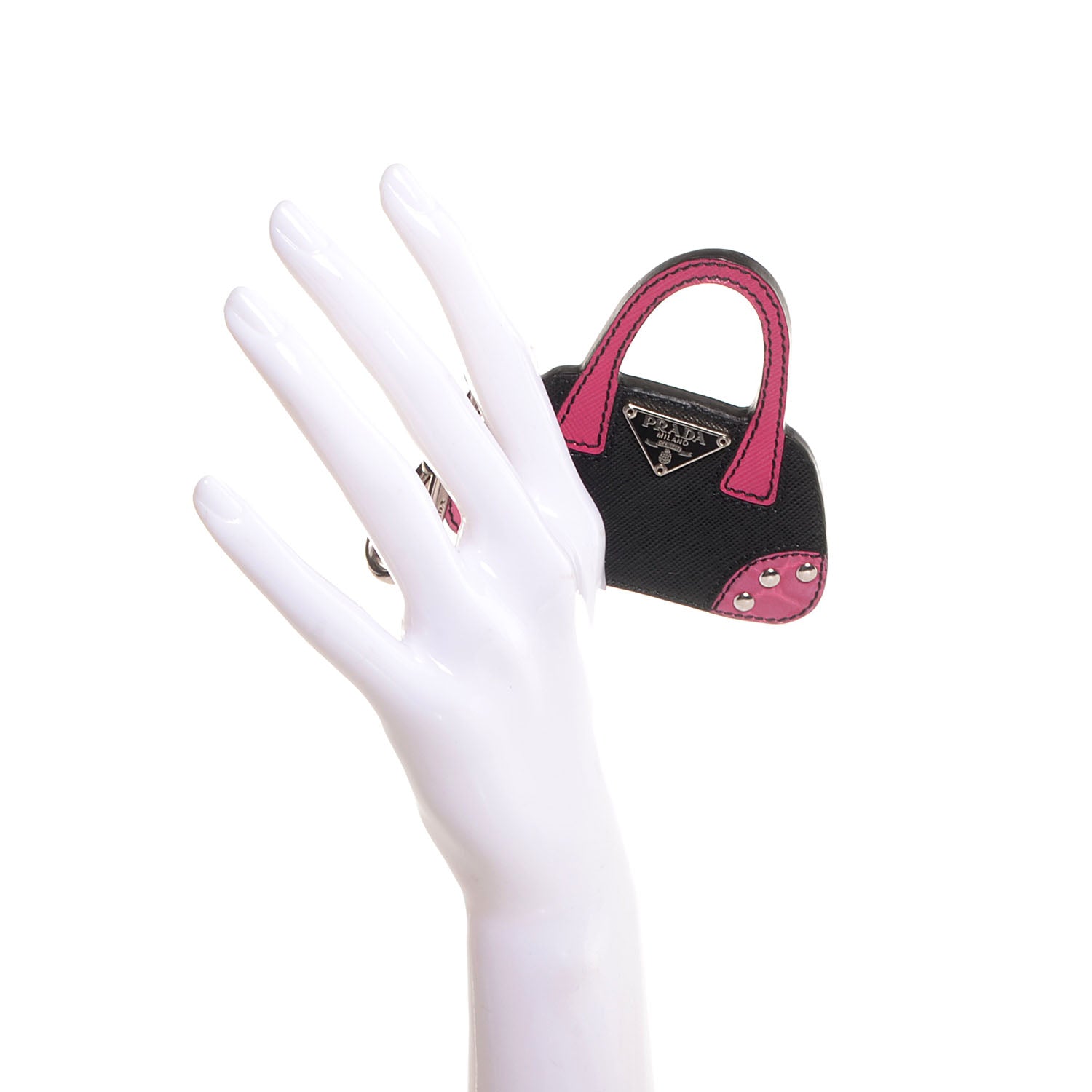 Prada Saffiano Bag Charm Nero Black 2 of 5