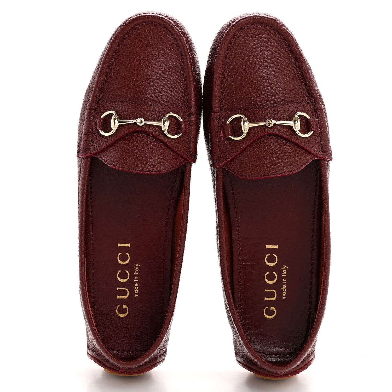 Gucci Soft Clove Calfskin Womens Horsebit Driver Loafers 40 Rosso Ancora 2 of 9
