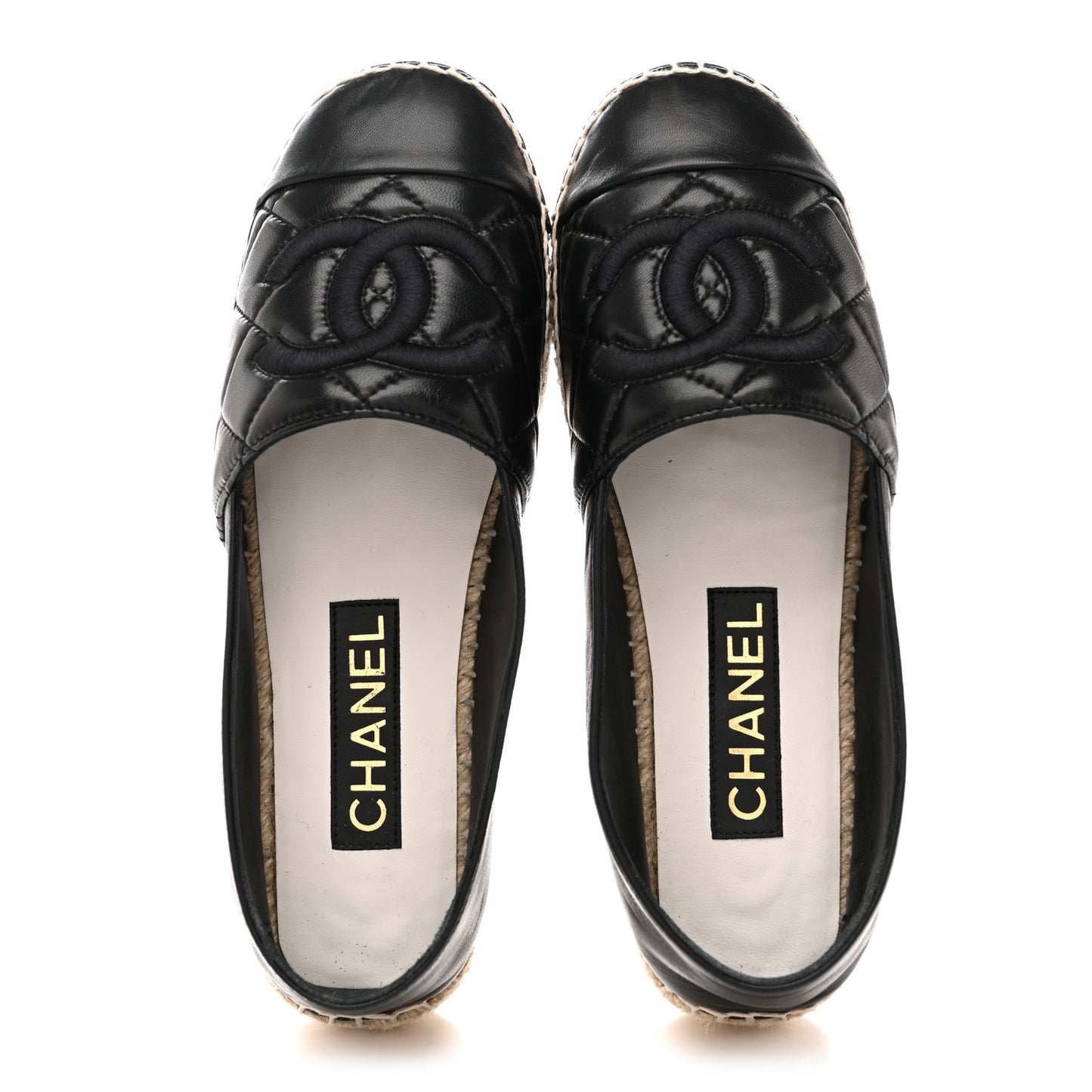 Lambskin Quilted CC Espadrilles 38 Black