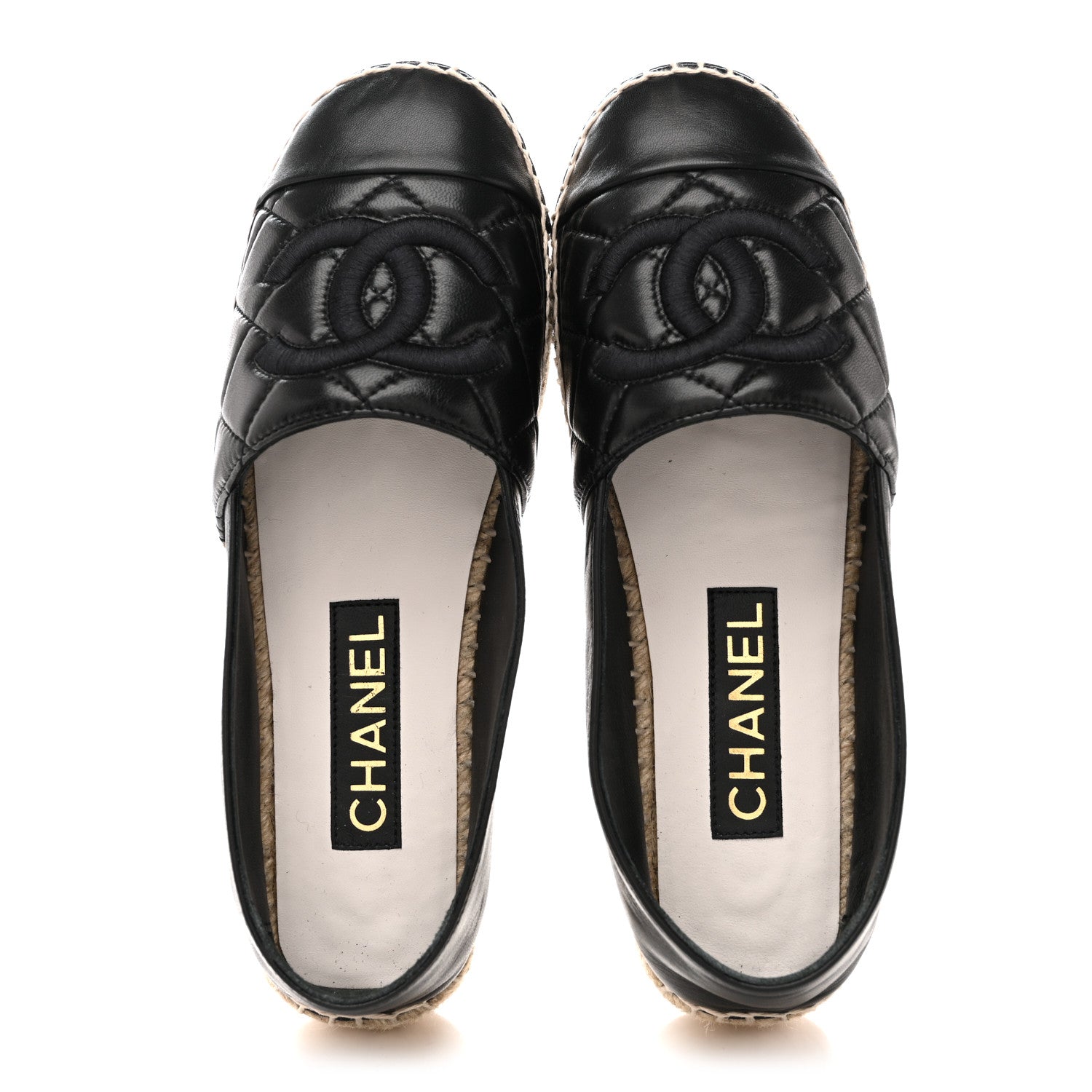 Chanel Lambskin Quilted CC Espadrilles 38 Black 2 of 10