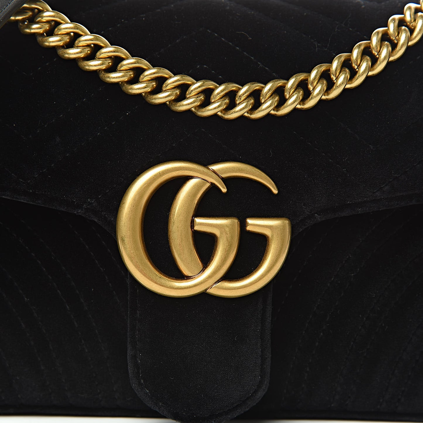Velvet Matelasse Small GG Marmont Shoulder Bag Black