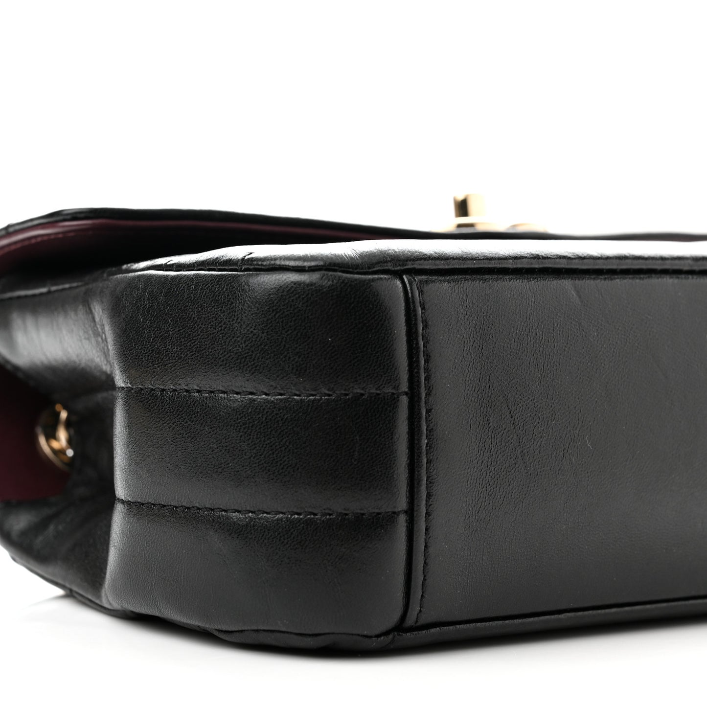 Shiny Lambskin Quilted Small Chevron Miroir Black