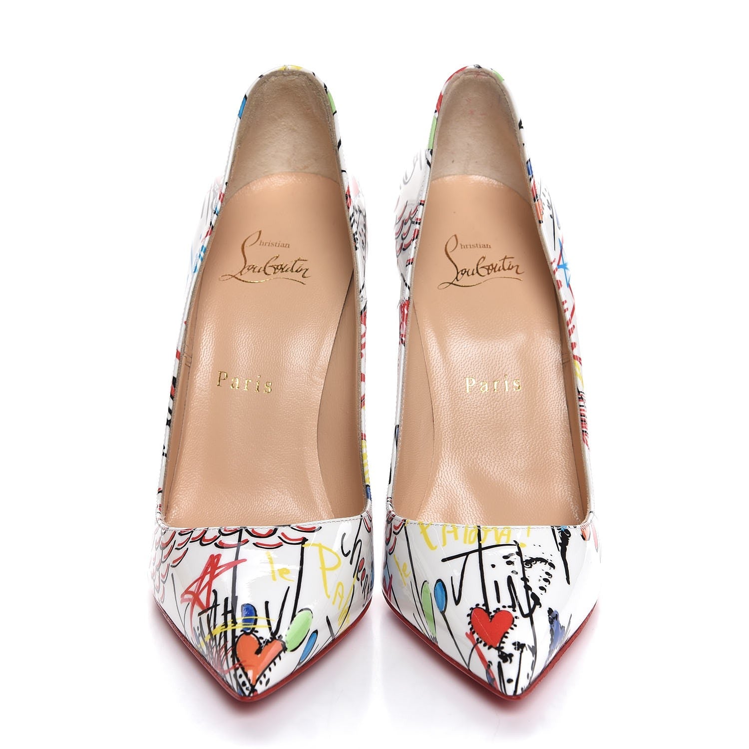 Christian Louboutin Patent Loubitag So Kate 120 Pumps 37 White Multi 2 of 9