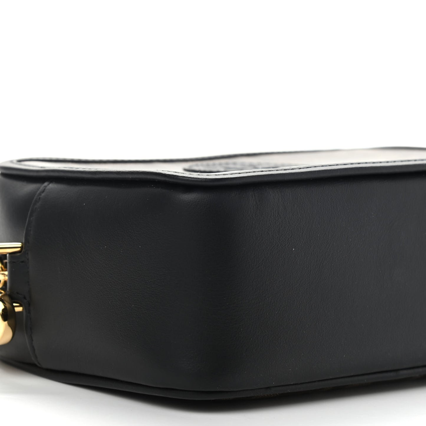 Glazed Fabric Vitello Century FF 1974 Stamp Patch Mini Camera Case Mogano Panna Black