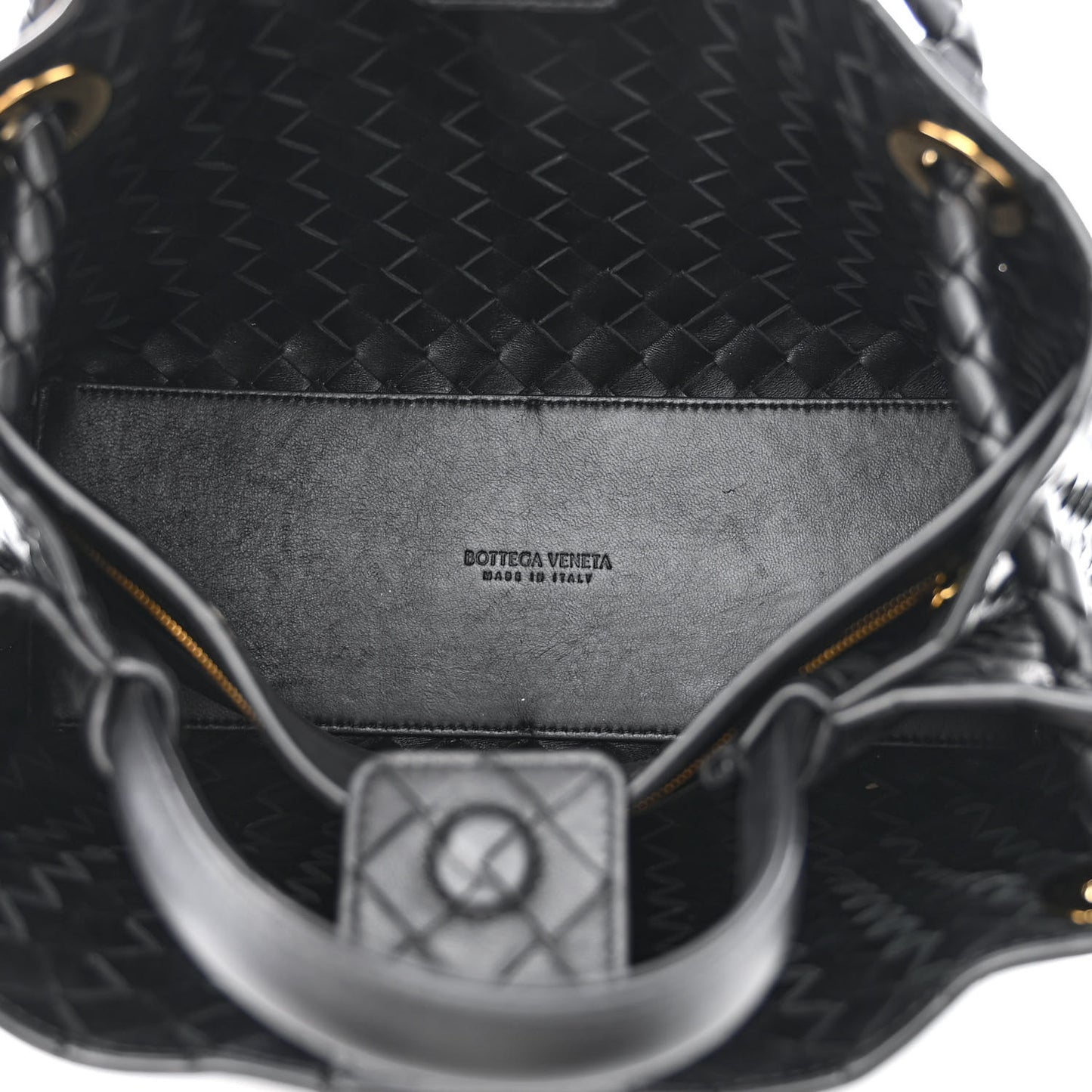 Nappa Intrecciato Medium Andiamo Shoulder Bag Black
