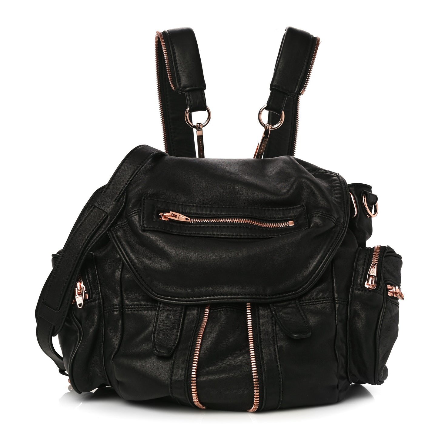 Lambskin Marti Backpack Washed Black Rose Gold Hardware