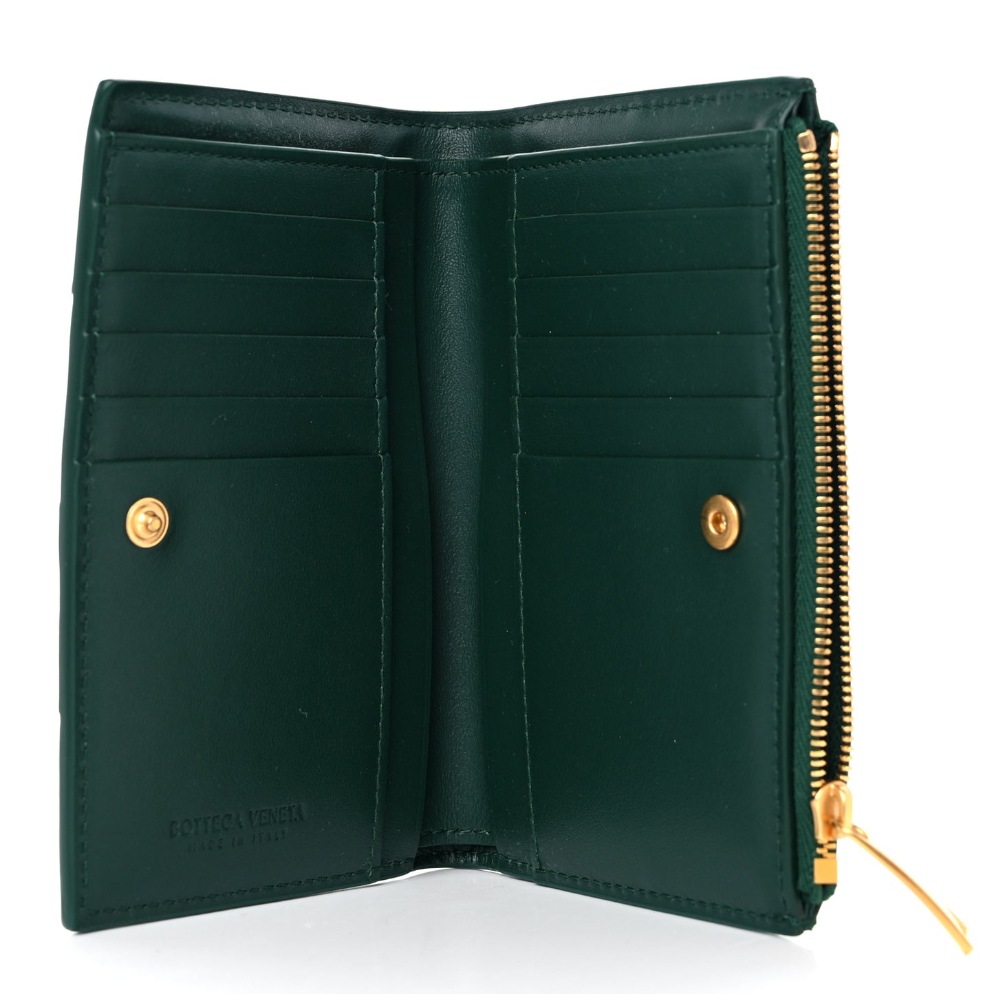 Nappa Maxi Intrecciato Bifold Zip Wallet Raintree