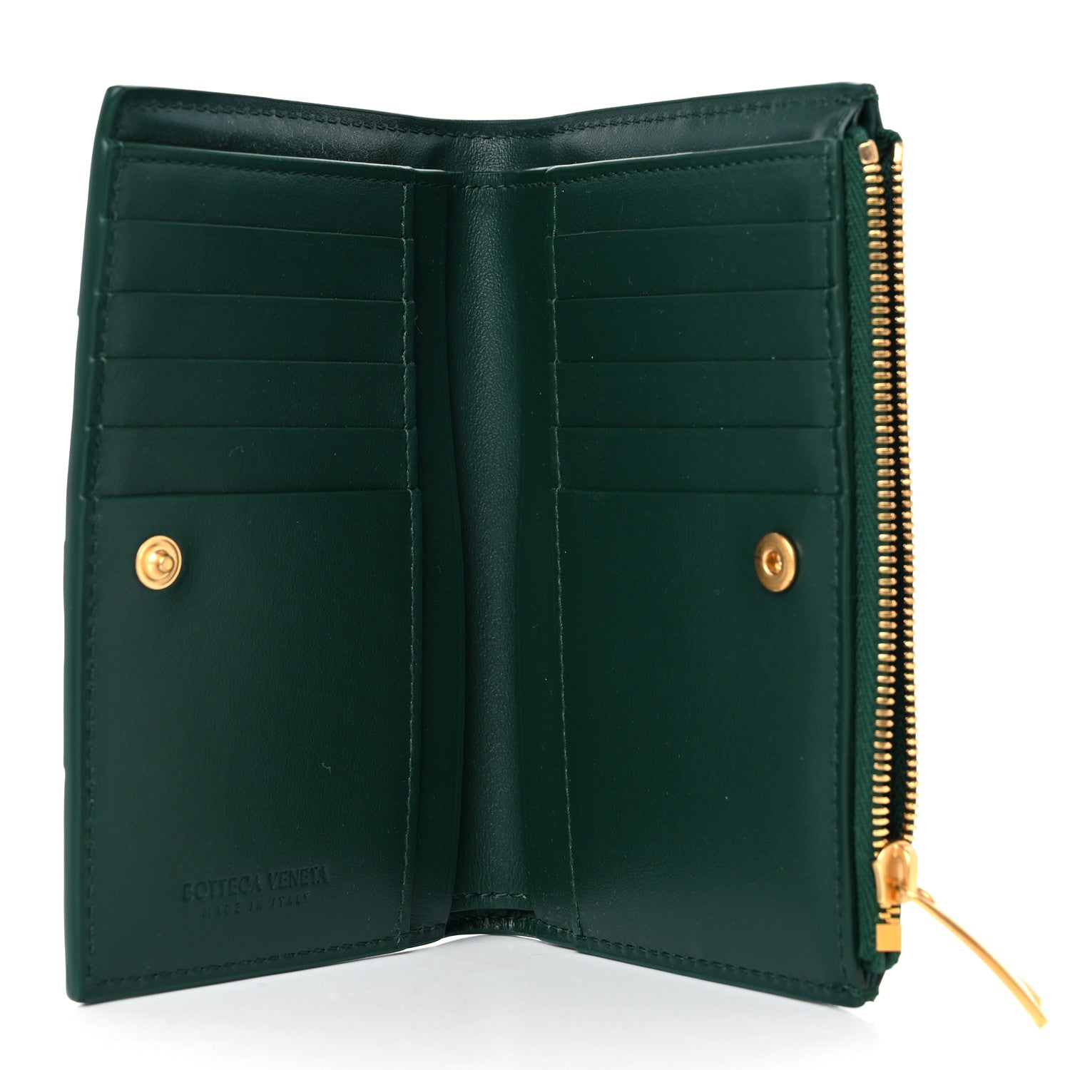 Bottega Veneta Nappa Maxi Intrecciato Bifold Zip Wallet Raintree 5 of 8