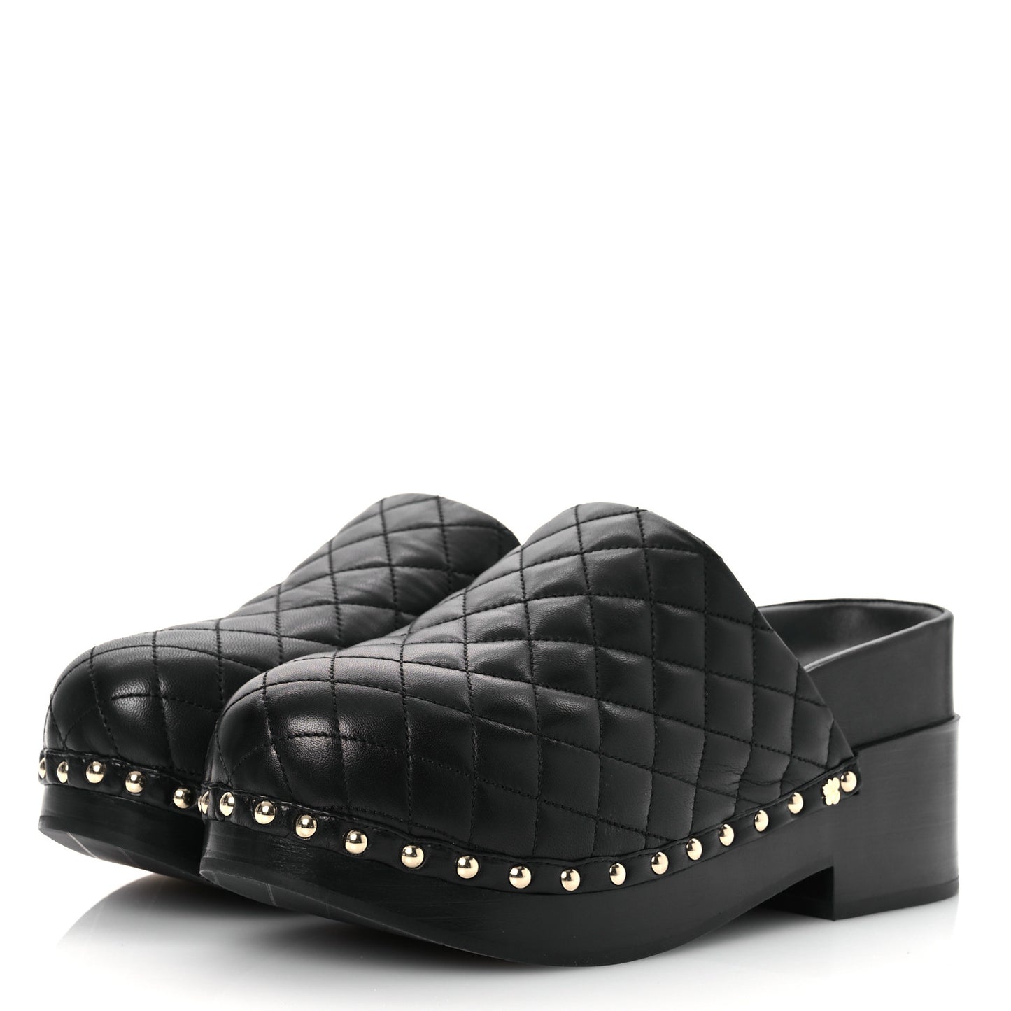 Lambskin Quilted CC Clogs 39 Black