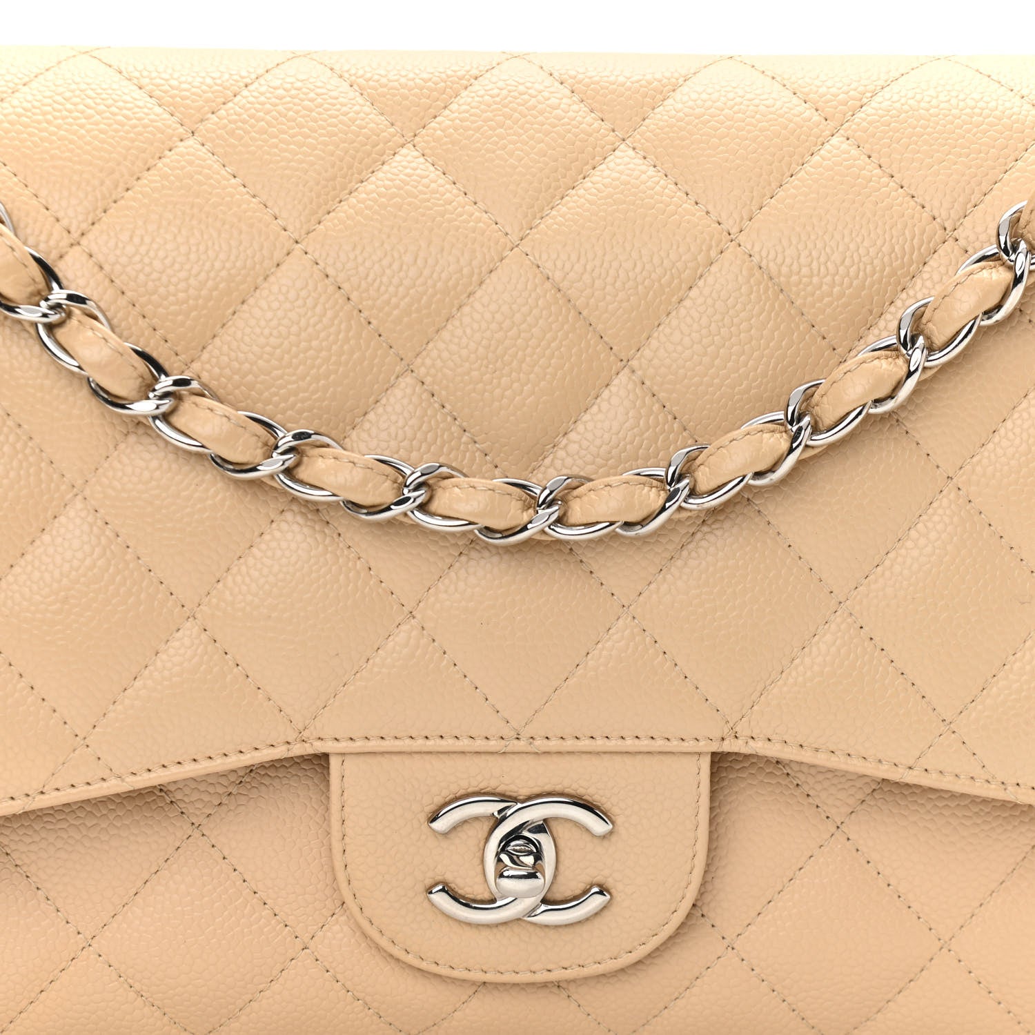 Chanel Caviar Quilted Jumbo Double Flap Beige Clair 8 of 10