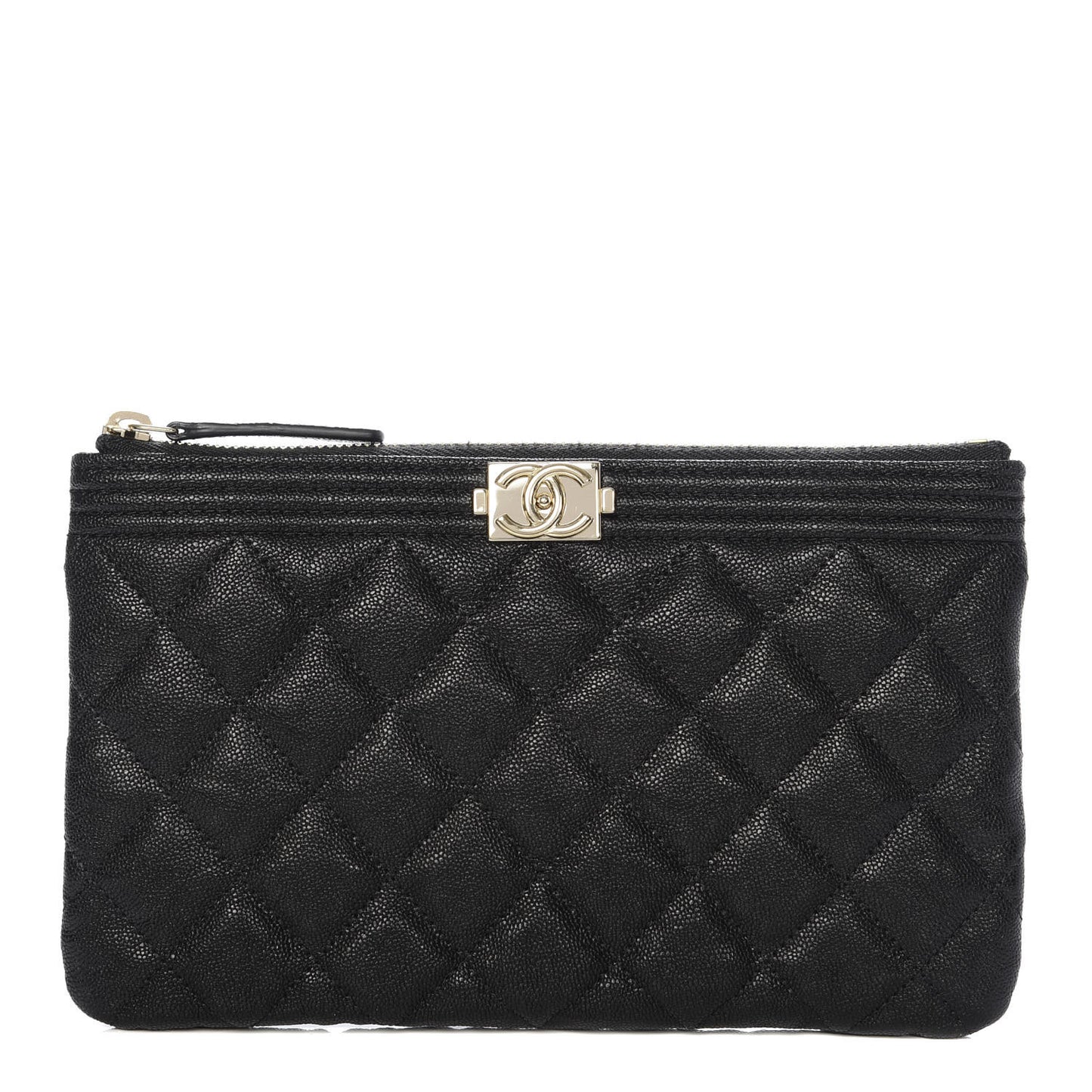 Caviar Quilted Classic Zip Boy Pouch Black