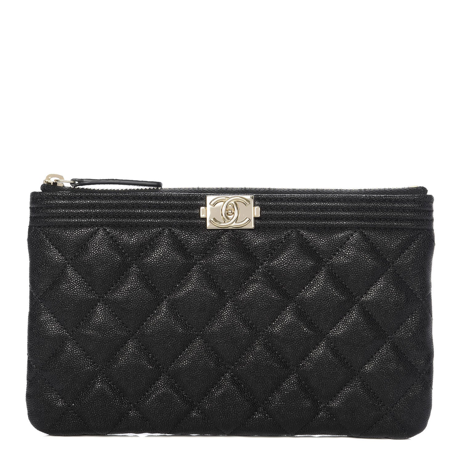 Chanel Caviar Quilted Classic Zip Boy Pouch Black 1 of 8