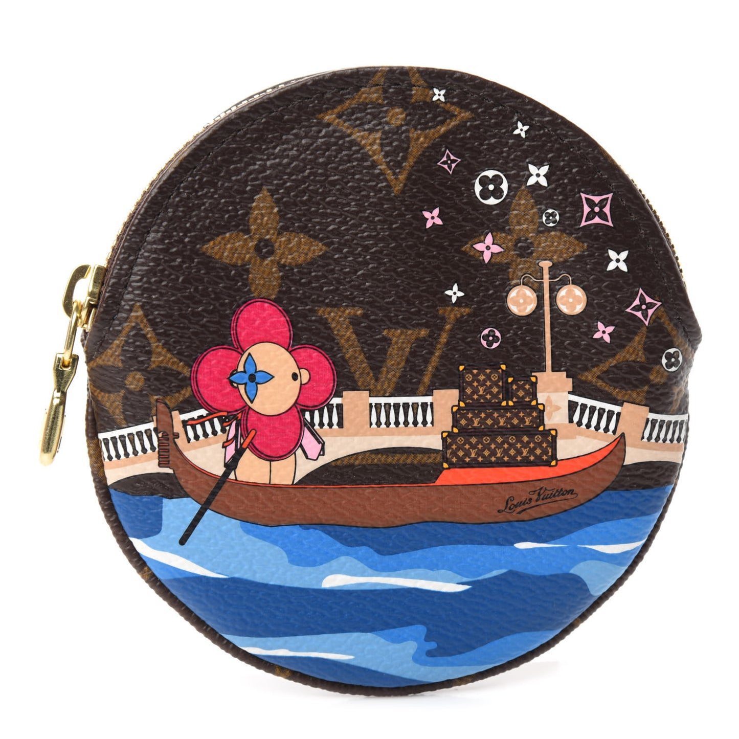 Monogram 2019 Christmas Animation Round Coin Purse Blue