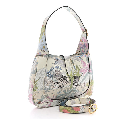 Gucci New Shangai Calfskin Tiger Savanah Small Jackie 1961 Hobo Chalky White Multicolor 3 of 10