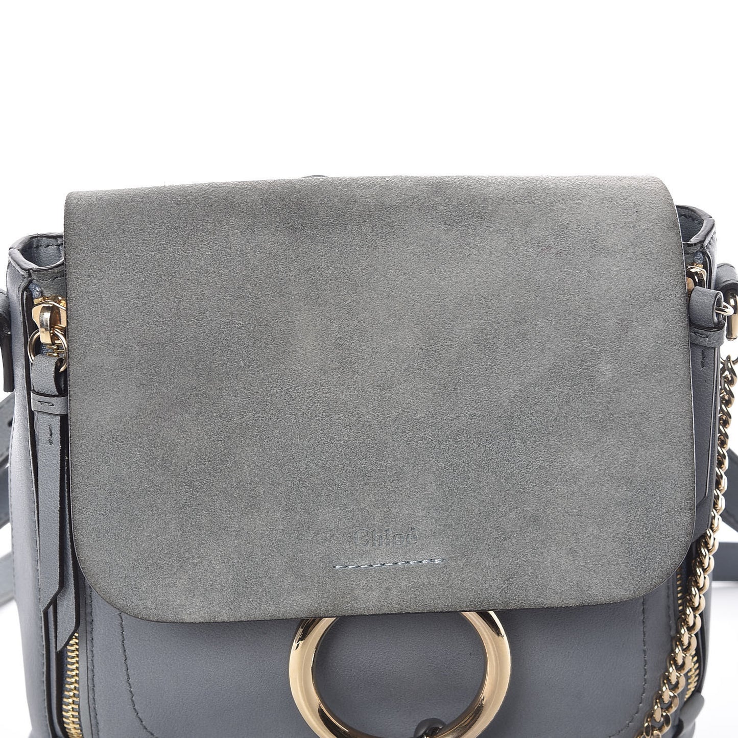 Suede Calfskin Small Faye Backpack Cloudy Blue