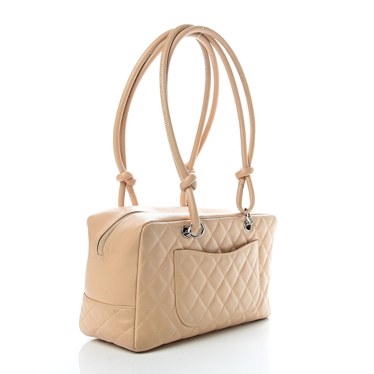 Calfskin Quilted Cambon Quilted Large Bowler Beige