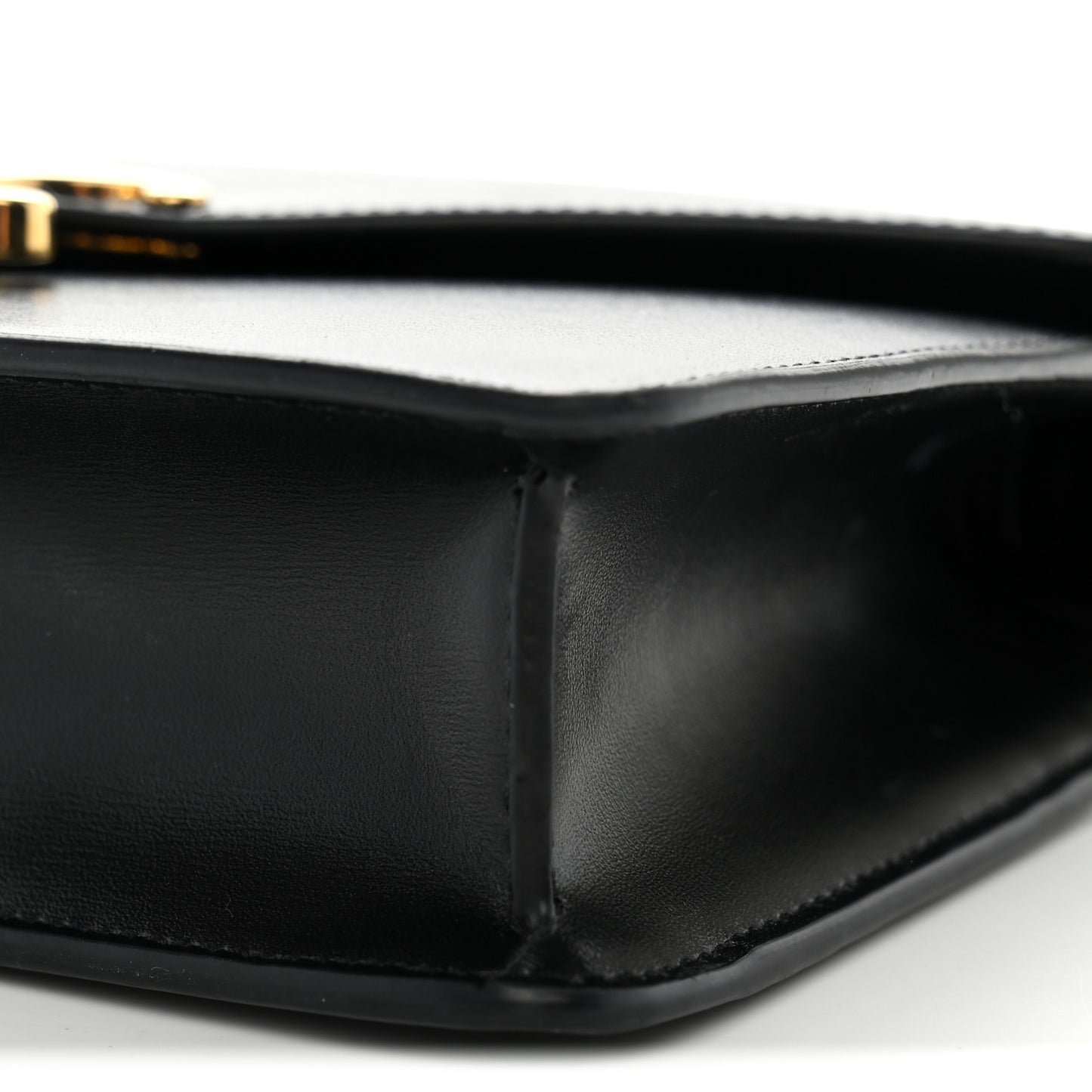 Shiny Calfskin Triomphe Margo Wallet on Chain Black