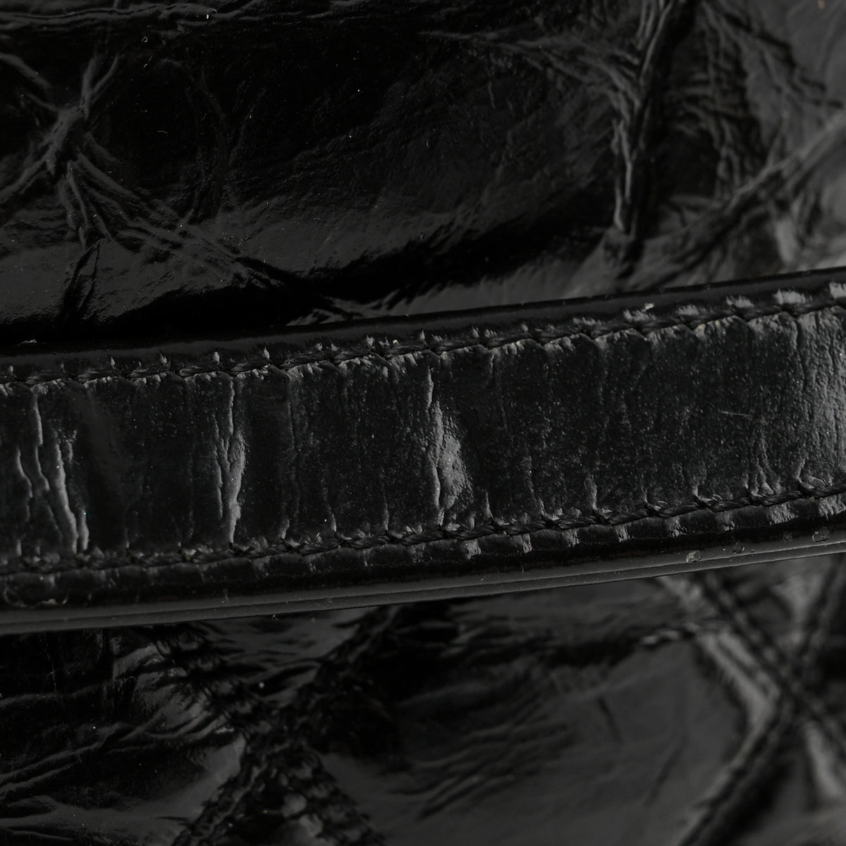 Chanel Shiny Aged Calfskin CC Chain Drawstring Bag Black 12 of 13
