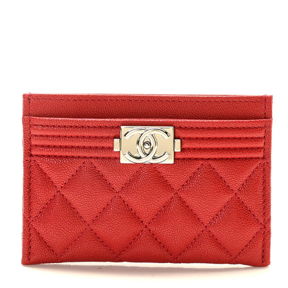 Chanel Caviar Quilted Boy Card Holder Red 1 of 8