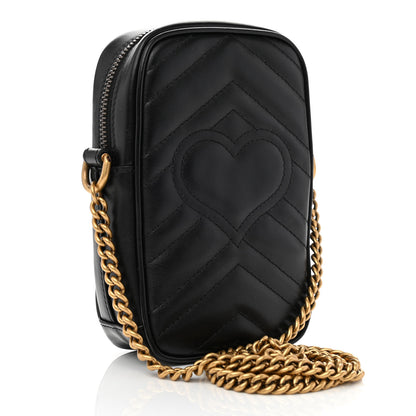 Gucci Calfskin Matelasse Mini GG Marmont Crossbody Bag Black 3 of 8