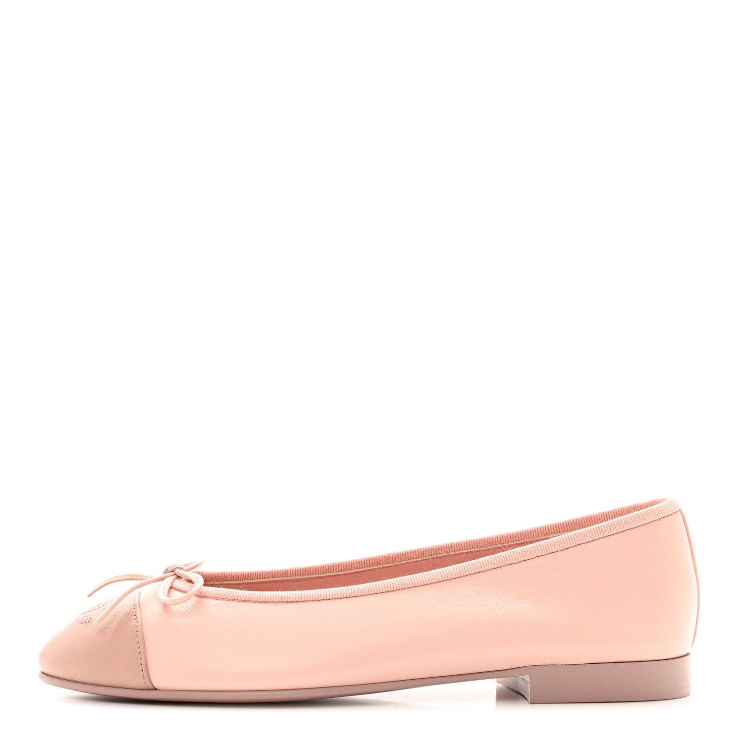 Chanel Lambskin Cap Toe CC Ballerina Flats 37.5 Light Pink Dark Pink 1 of 9