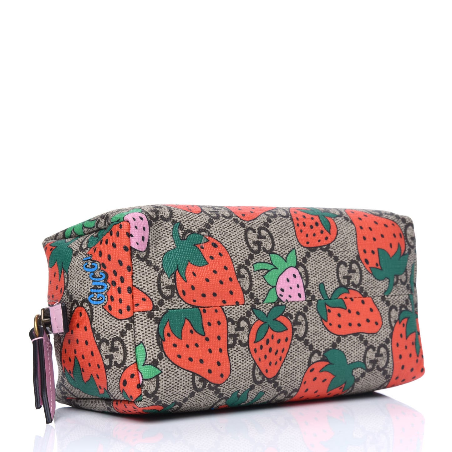 GG Supreme Monogram Strawberry Cosmetic Case