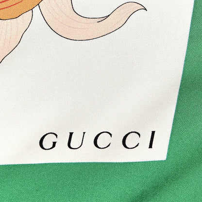 Gucci Silk Flora Gothic Square Scarf Ivory Dark Green 3 of 6