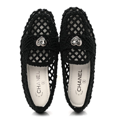 Chanel Cord Braided CC Mocassin Loafers 38.5 Black 3 of 12