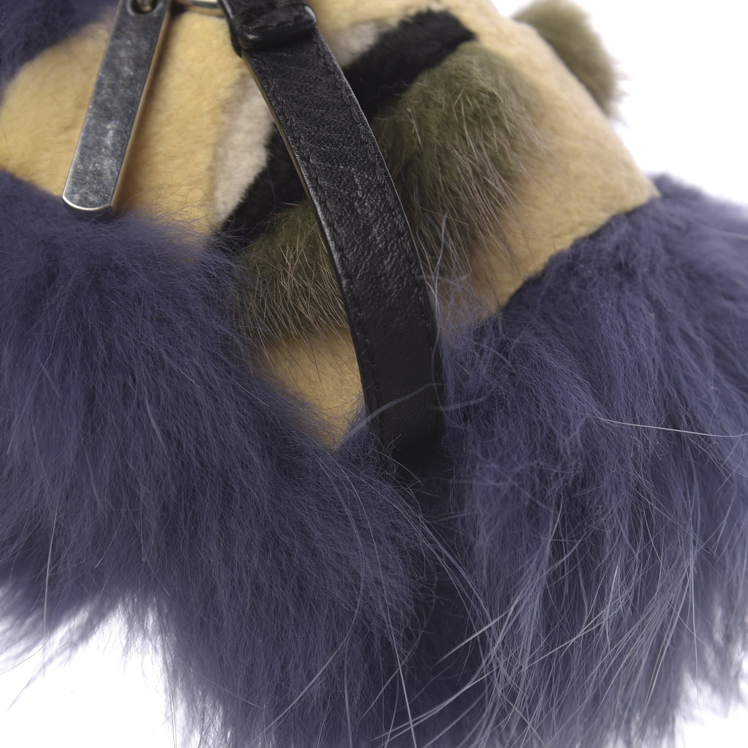 Fendi Fox Mink Rabbit Fur Vitello Flamingo Kooky Monster Bag Bug Charm Cassis Black Multicolor 3 of 3