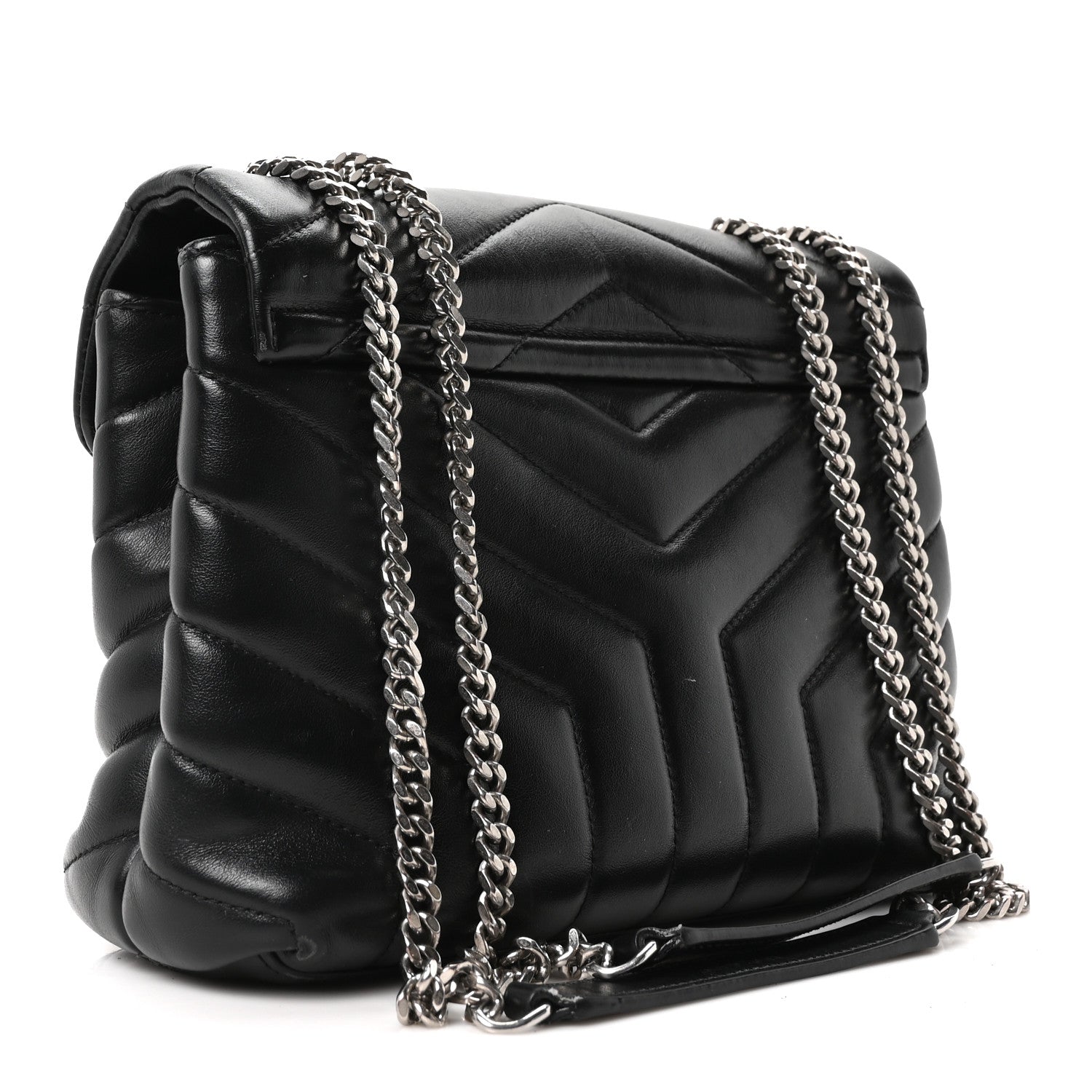 Saint Laurent Calfskin Y Quilted Monogram Small Loulou Chain Satchel Black 3 of 10