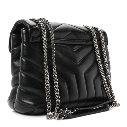 Saint Laurent Calfskin Y Quilted Monogram Small Loulou Chain Satchel Black 3 of 10
