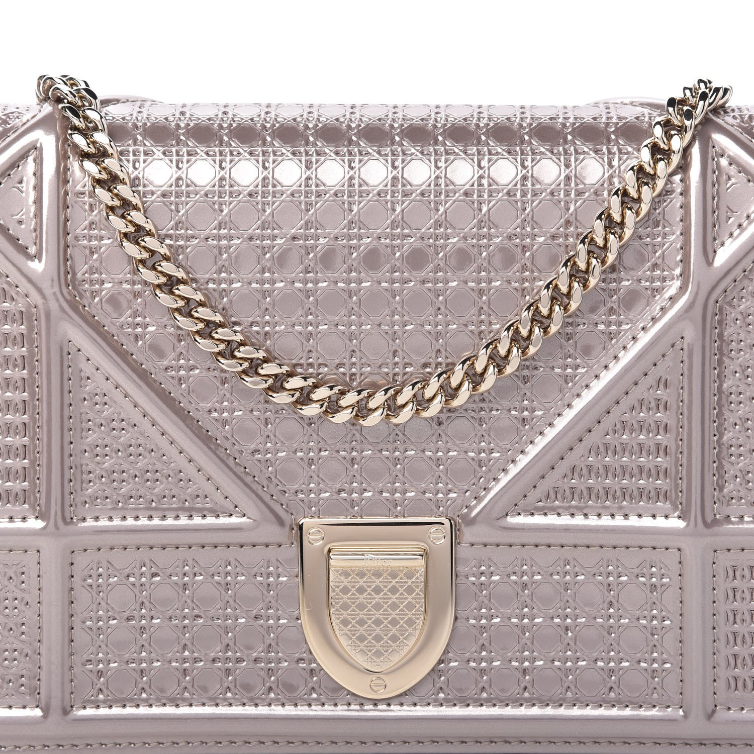 Christian Dior Metallic Patent Micro-Cannage Diorama Wallet on Chain Pouch Hyper Pink 9 of 10