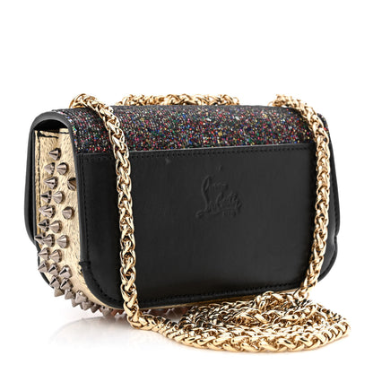 Christian Louboutin Glitter Calfskin Spikes Sweety Charity NV Crossbody Gold 3 of 9