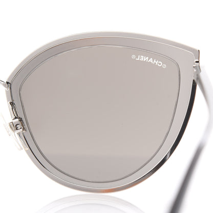 Chanel Metal Cat Eye Sunglasses 4222 Silver Black 7 of 8
