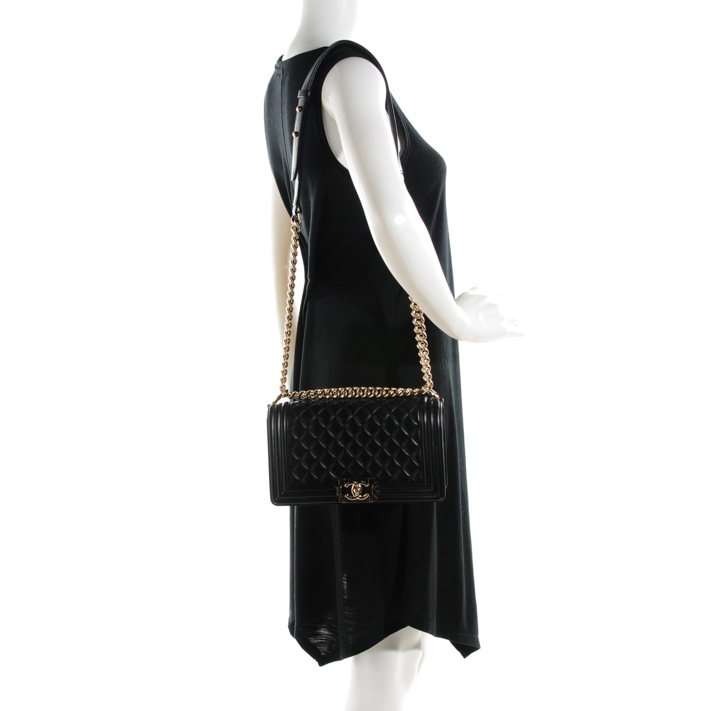 Lambskin Quilted Medium Boy Flap Black