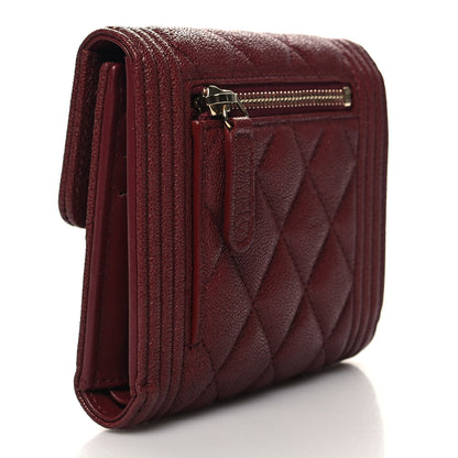 Chanel Caviar Quilted Compact Boy Wallet Burgundy 3 of 9