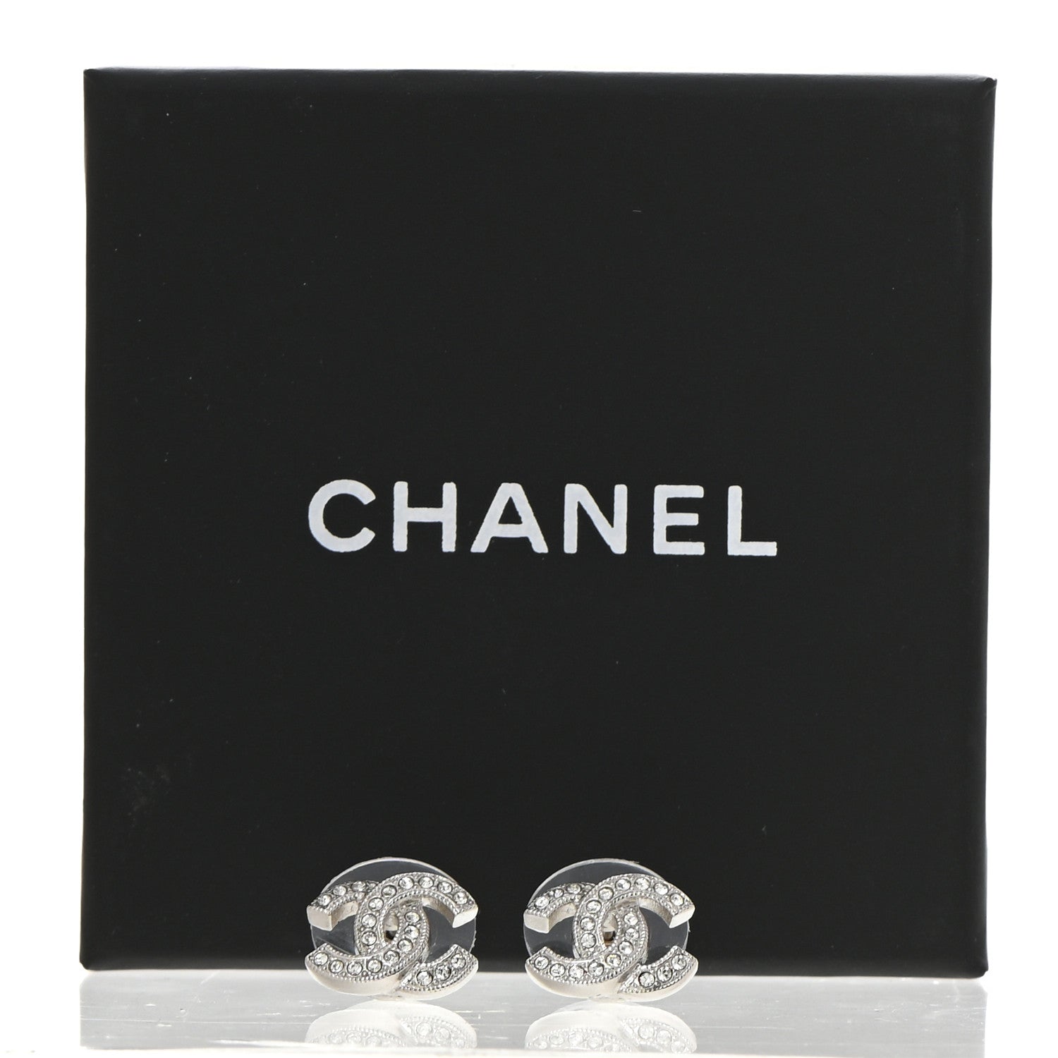 Chanel Crystal CC Earrings Silver 5 of 5