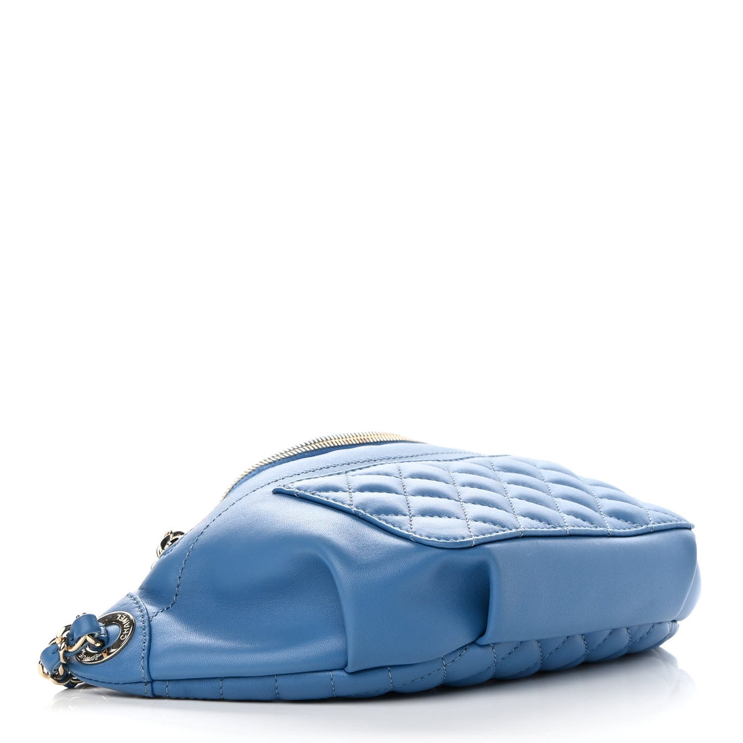 Lambskin Quilted Bi Waist Bag Fanny Pack Blue
