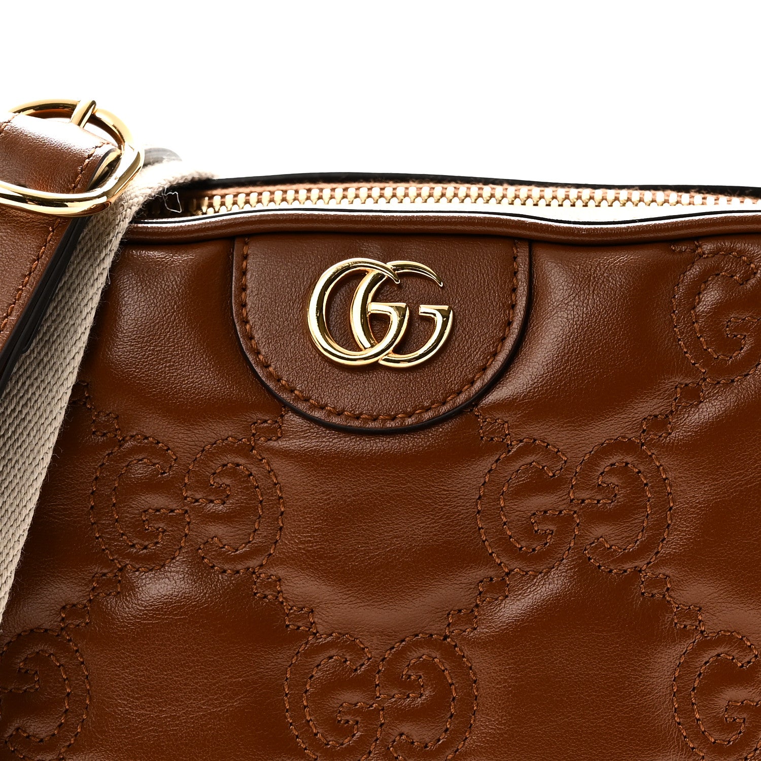 Gucci Calfskin GG Matelasse Shoulder Bag Peanut Brown Natural 7 of 9