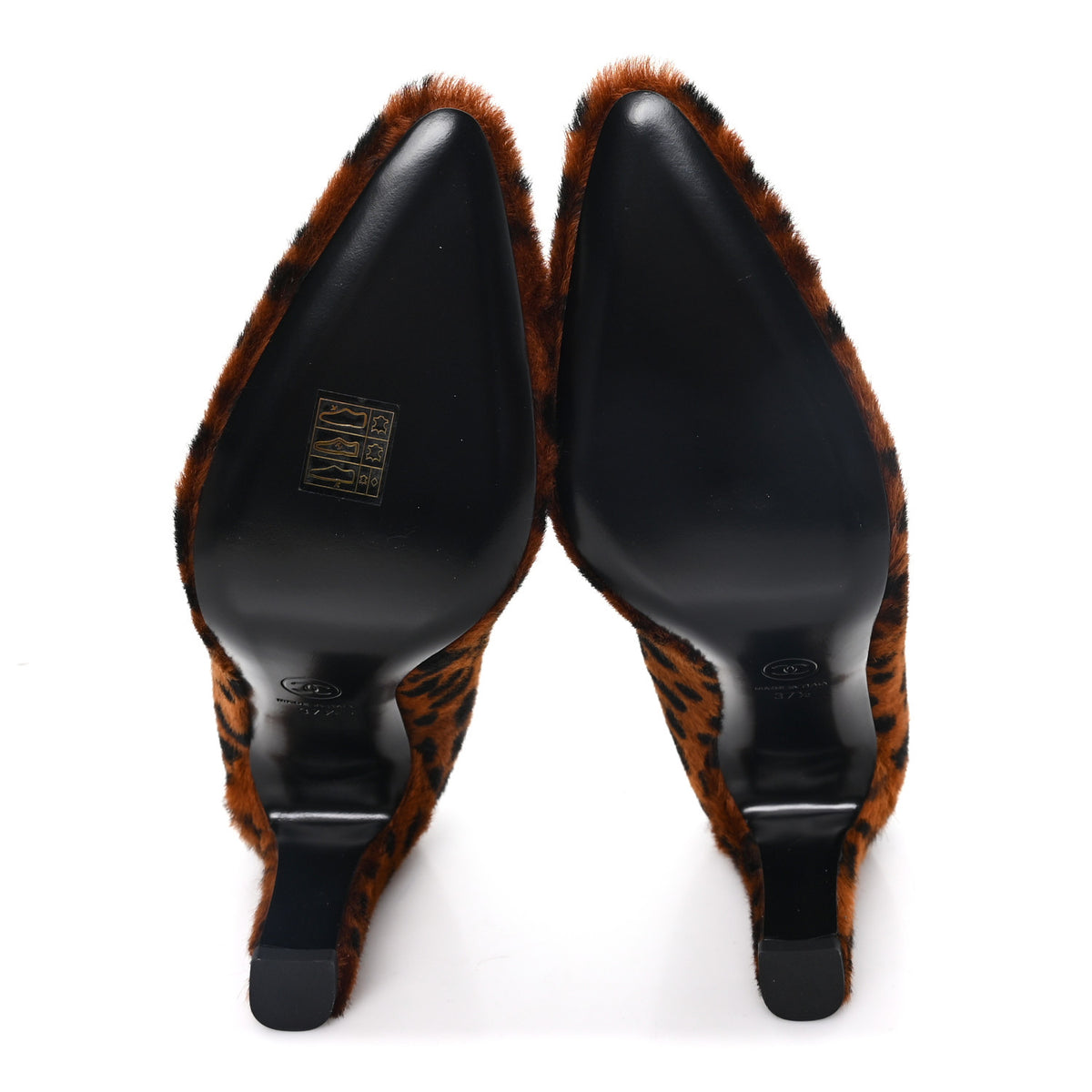 Chanel Pony Hair Lambskin Pumps 37.5 Brown Black 6 of 10