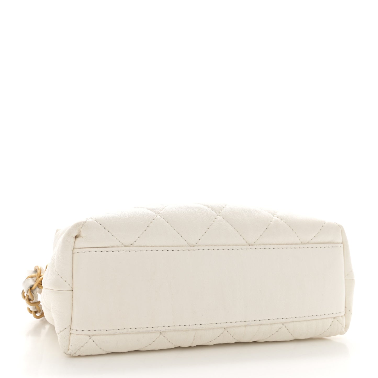 Crumpled Lambskin Quilted Small CC Links Shoulder Bag White