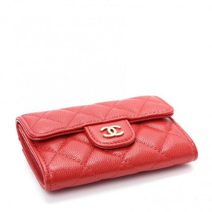 Chanel Caviar Quilted Flap Card Holder Wallet Red 4 of 9