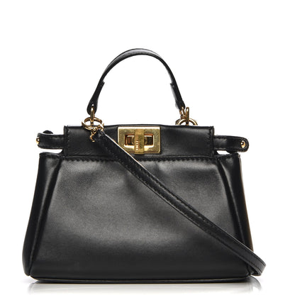 Fendi Nappa Micro Peekaboo Iconic Satchel Black 1 of 8