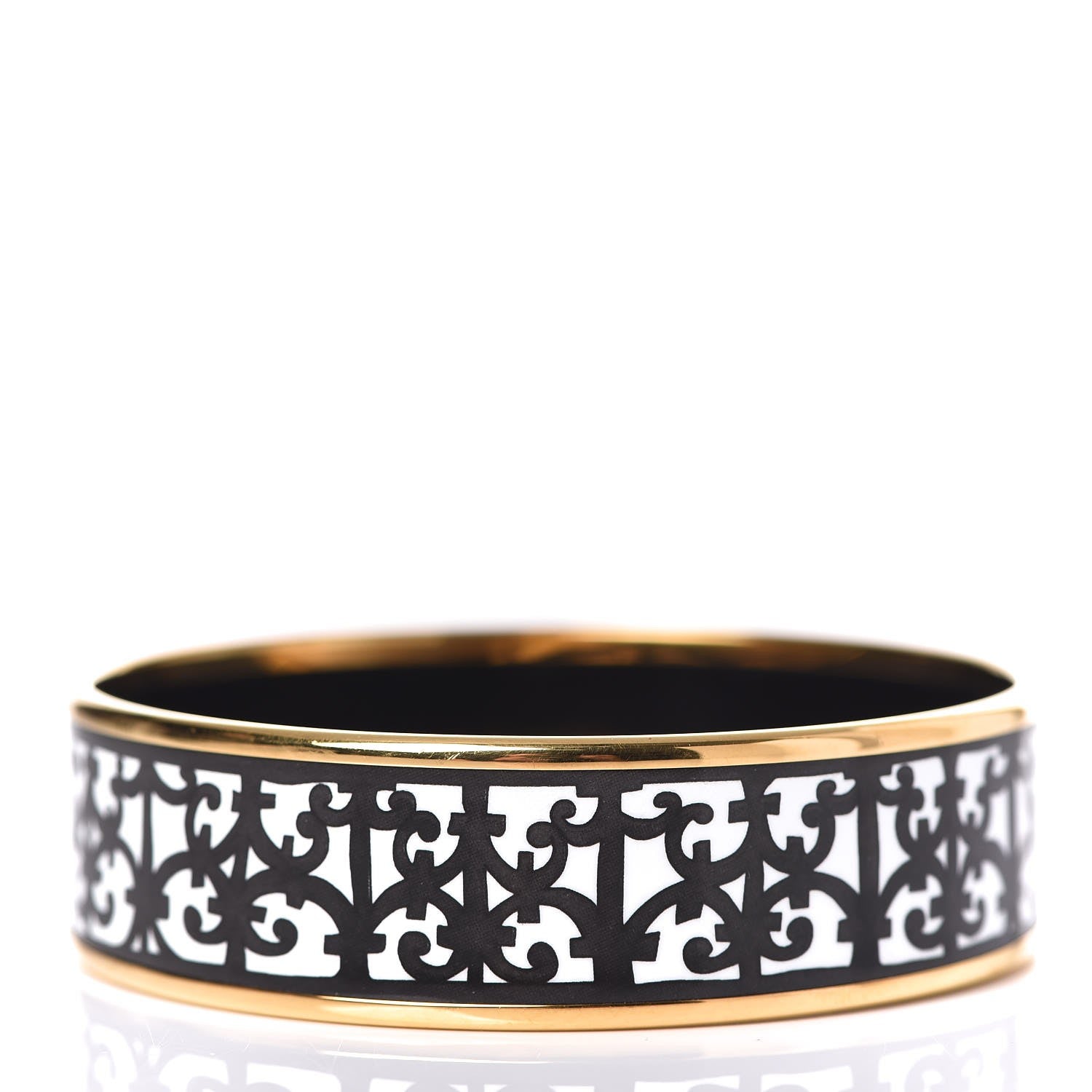 Hermes Enamel Printed Wide Balcons du Guadalquivir Bracelet 65 Black 3 of 5