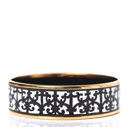 Hermes Enamel Printed Wide Balcons du Guadalquivir Bracelet 65 Black 3 of 5