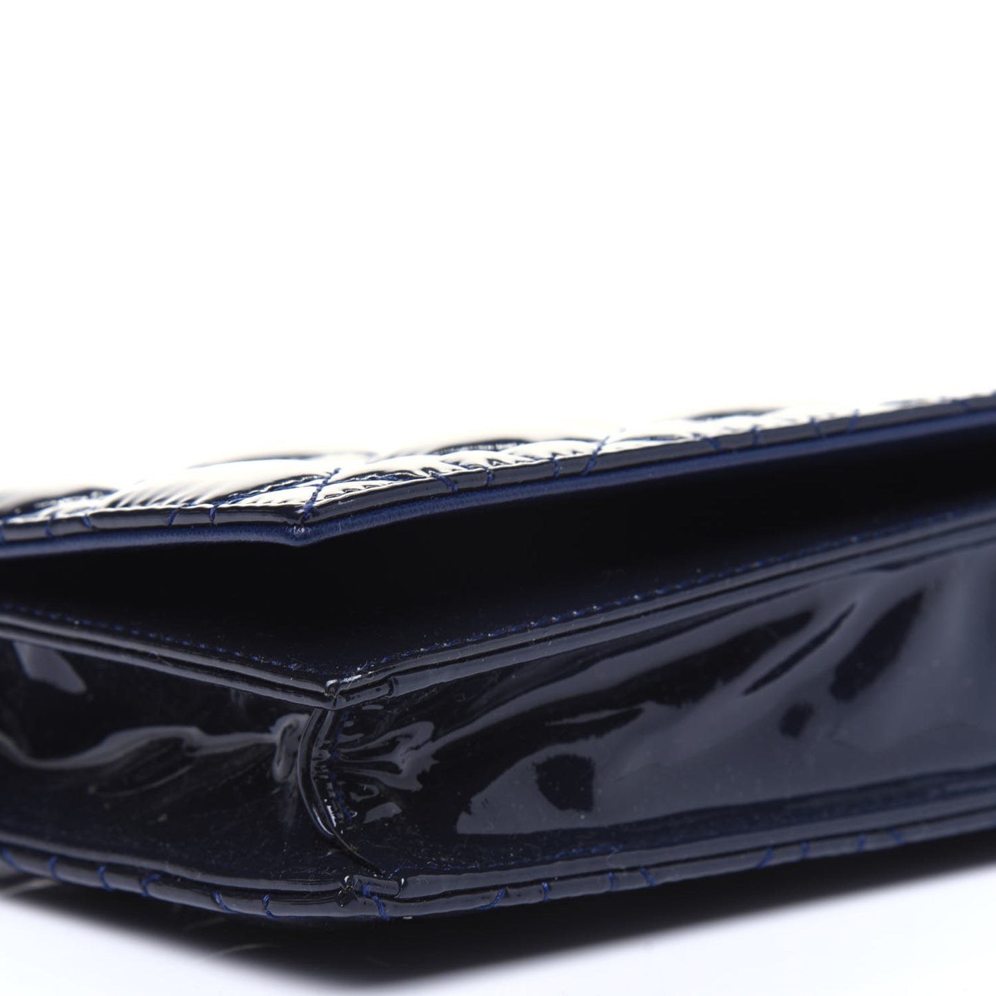 Patent Cannage Lady Dior Convertible Clutch Navy Blue