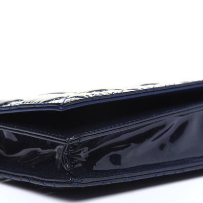 Christian Dior Patent Cannage Lady Dior Convertible Clutch Navy Blue 11 of 14